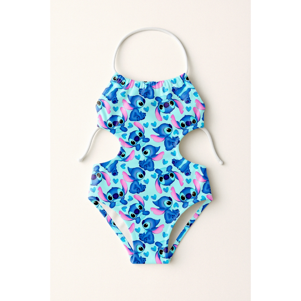 Maiô Infantil Frente Única Menina Feminino Moda Praia Natação Banho Estampas Desenhos Animados Diversos