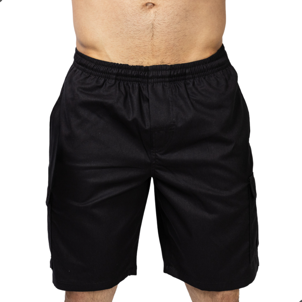 Bermuda Cargo Brim Masculina 5 Bolsos Com Elástico Casual