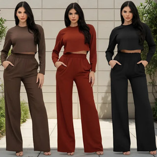 Conjunto Feminino Calça e Blusa Conjunto Pantalona e Blusa Cropped IDEAL PARA O INVERNO