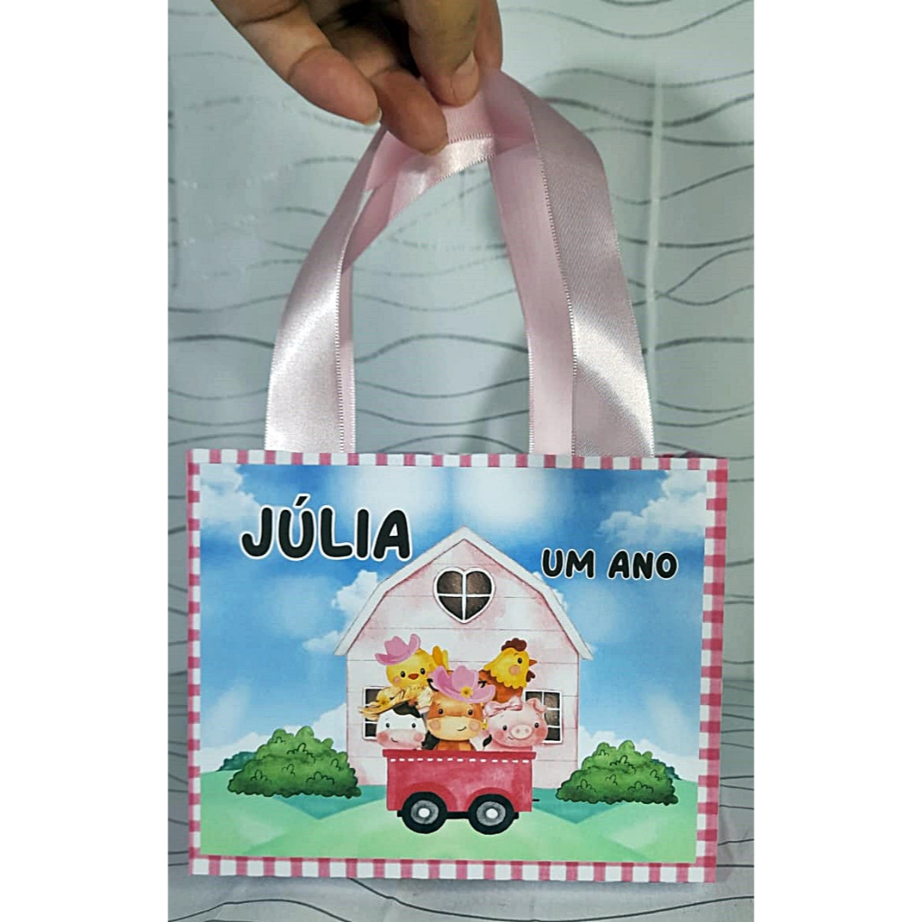 Sacolinhas Personalizadas Fazendinha menina - sacolas personalizadas - Lembrancinha personalizada - fazenda menina