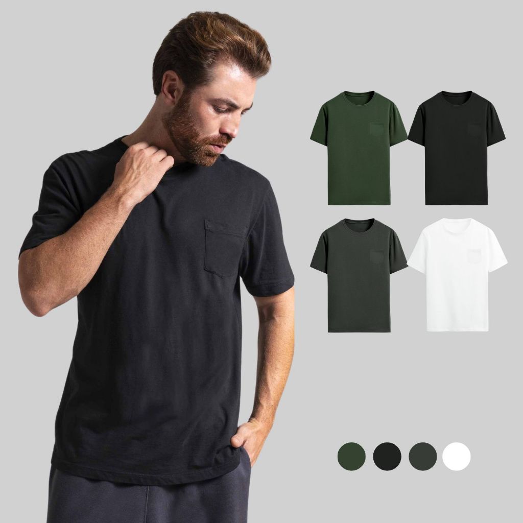 Camiseta Casual Prime Com Bolso - Men Clothes