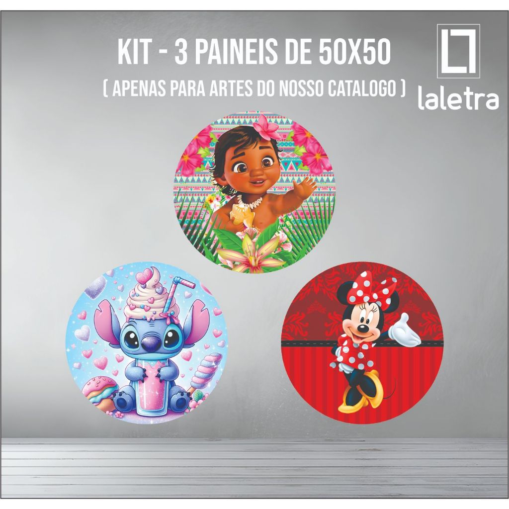 Kit de 3 Paineis 50x50 Redondo de Festa Veste Fácil Sublimados  Decoração Exclusiva. em Oferta na Shopee