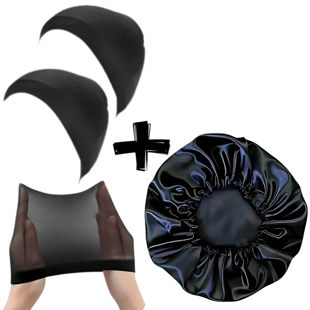 Kit 2 Toucas de nero + 1 Touca de cetim Antifrizz Day After em Oferta na Shopee