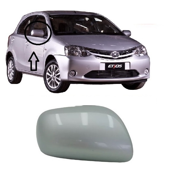 Capa Retrovisor Etios Sem Pisca 2010 À 2013 Prata Lado Direito