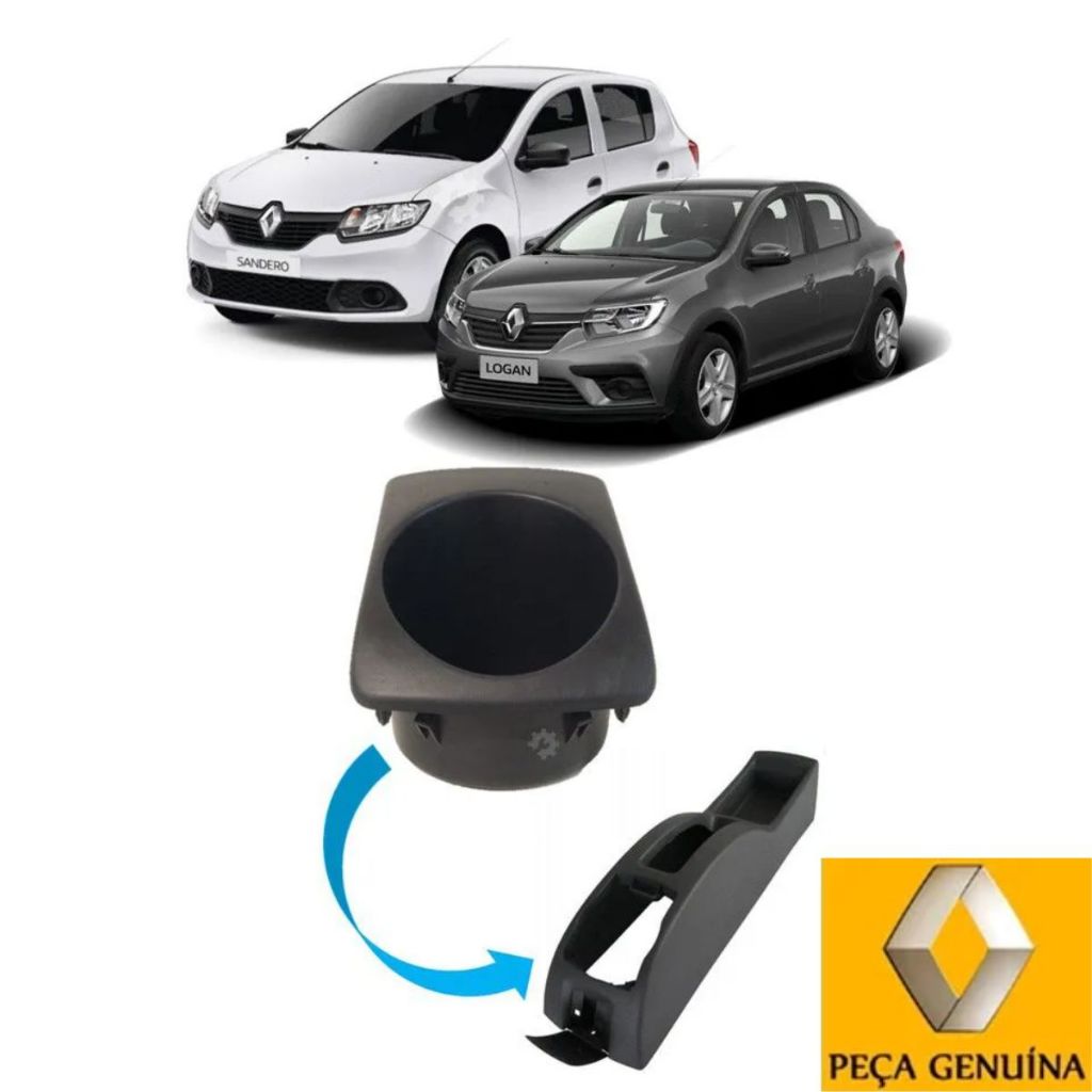 Kit Porta Copo + Console Central Logan 2017 a 2022 Original Renault