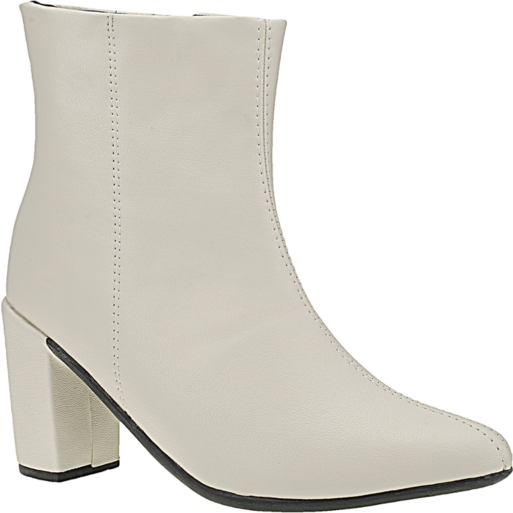 Bota Coturno Feminina Salto Bloco Grosso Bico Fino Cano Curto - Women Shoes