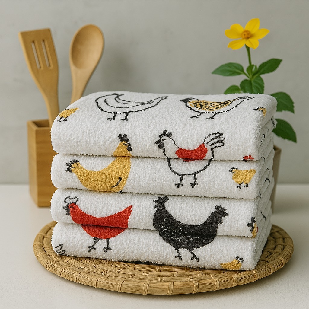 Kit Pano de Prato Atoalhado 5 Pano de prato de Copa Felpudo Premium 42x60cm Algodão Estampado