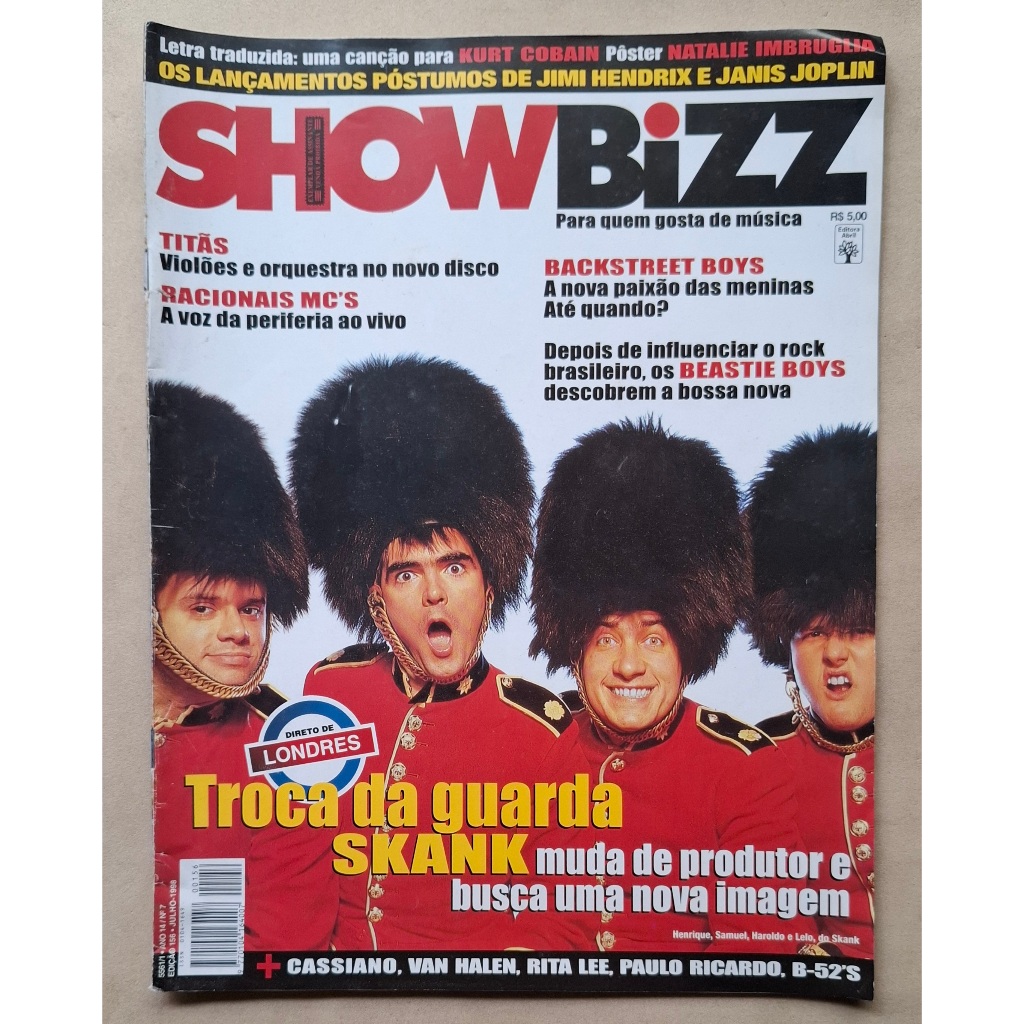 REVISTA SHOWBIZZ 156 SKANK RITA LEE RACIONAIS MCS TITÃS THE B-52'S