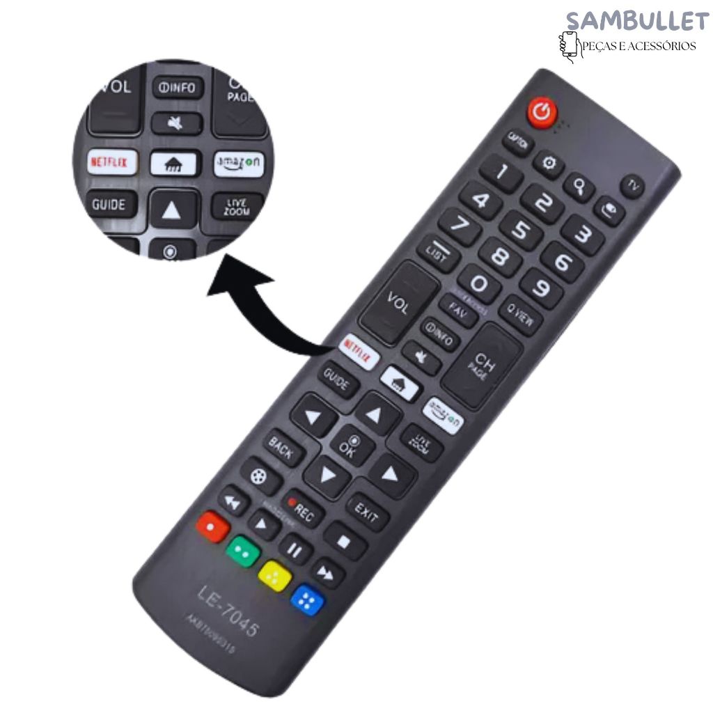Controle Remoto LG Universal Compatível Com Smart Tv 4K LED em Oferta na Shopee