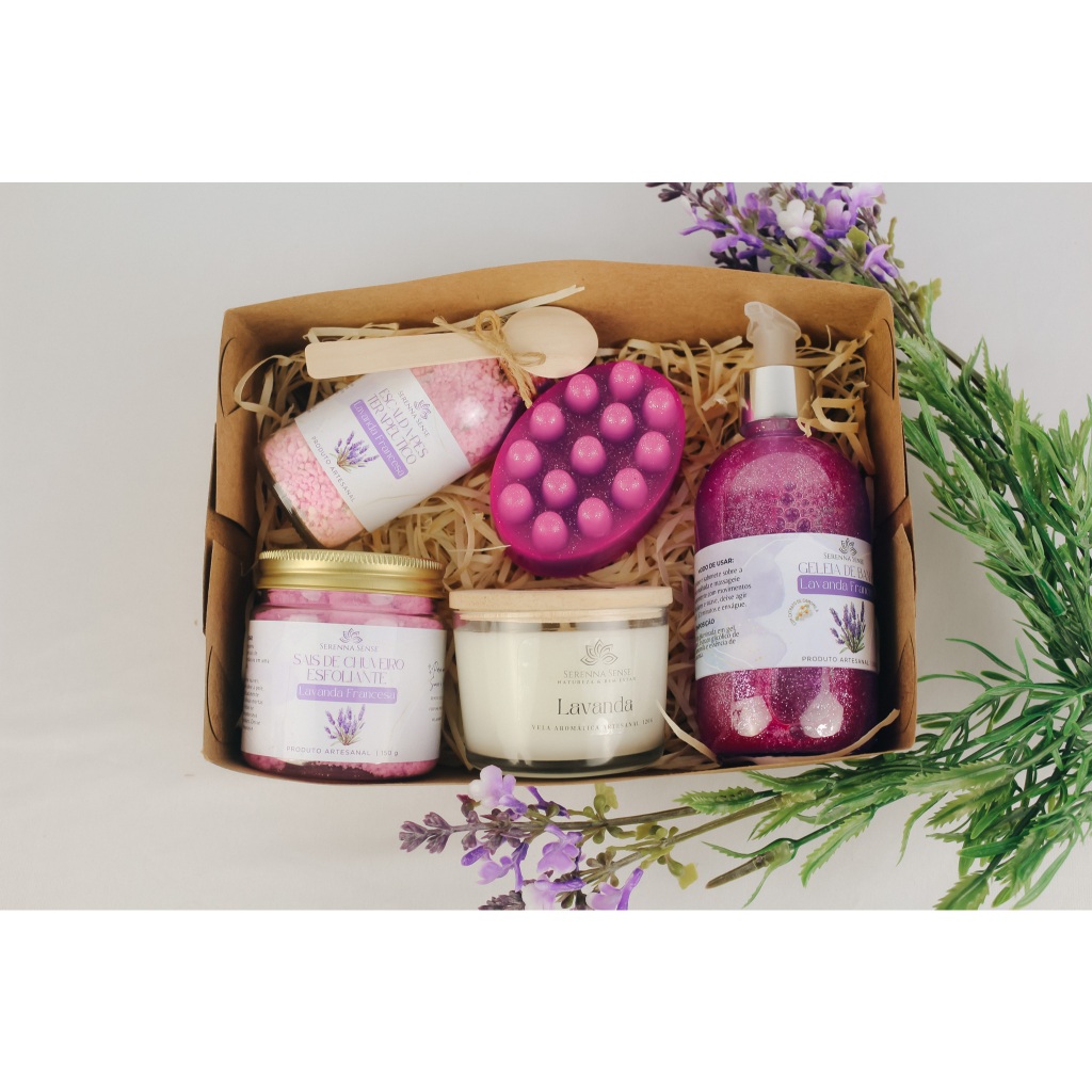 Kit presente SPA  com Vela + Geleia de banho + Sais de banho + Escalda pés + Sabonete Mass...