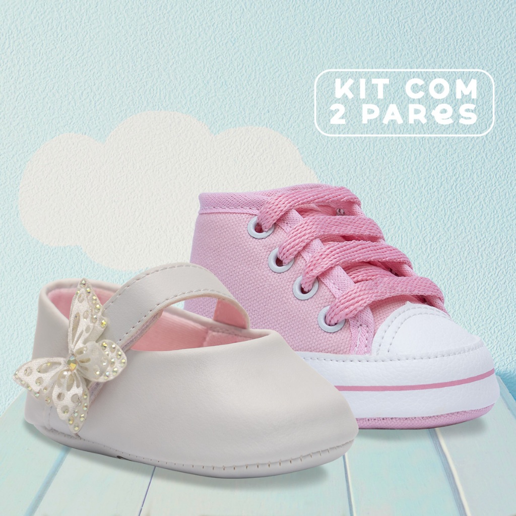 Kit Sapatilha E Tenis Sapatinho Bebe Moda Recem Nascido K41