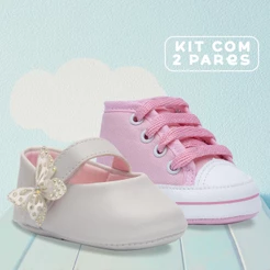 Kit Sapatilha E Tenis Sapatinho Bebe Moda Recem Nascido K41