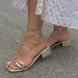 Sandália Feminina Saltinho Amarração Salto Grosso Medio bloco Amarrar ajustavel em Oferta na Shopee