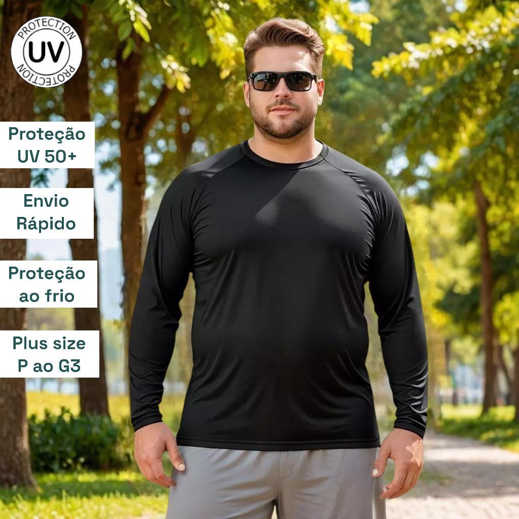 Camiseta Térmica Plus Size Masculina de Compressão Proteção Uv + 50 Camiseta Fria Academia Treino
