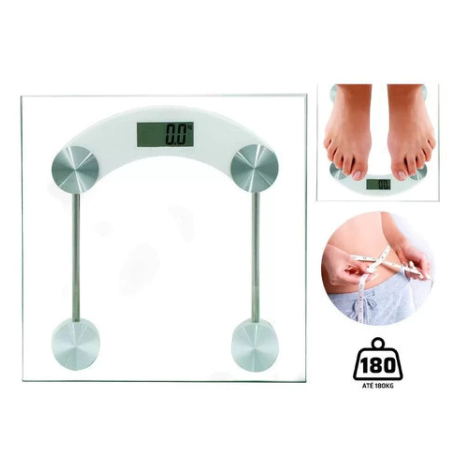 Balança Corporal digital com Pilha em Vidro Suporta 180kg com Alta Precisão em Oferta na Shopee