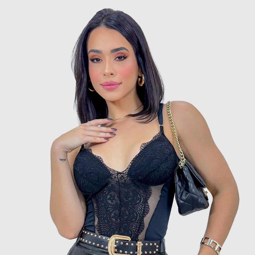 Body Tule Renda Decotado Transparente Feminino Sensual Top Festa Balada 2025 em Oferta na Shopee