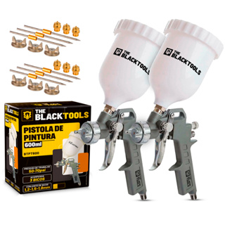Kit 2 Pistola Pintura Gravidade 600ml + 3bicos 1.2 1.5 1.8mm The Black Tools em Oferta na Shopee