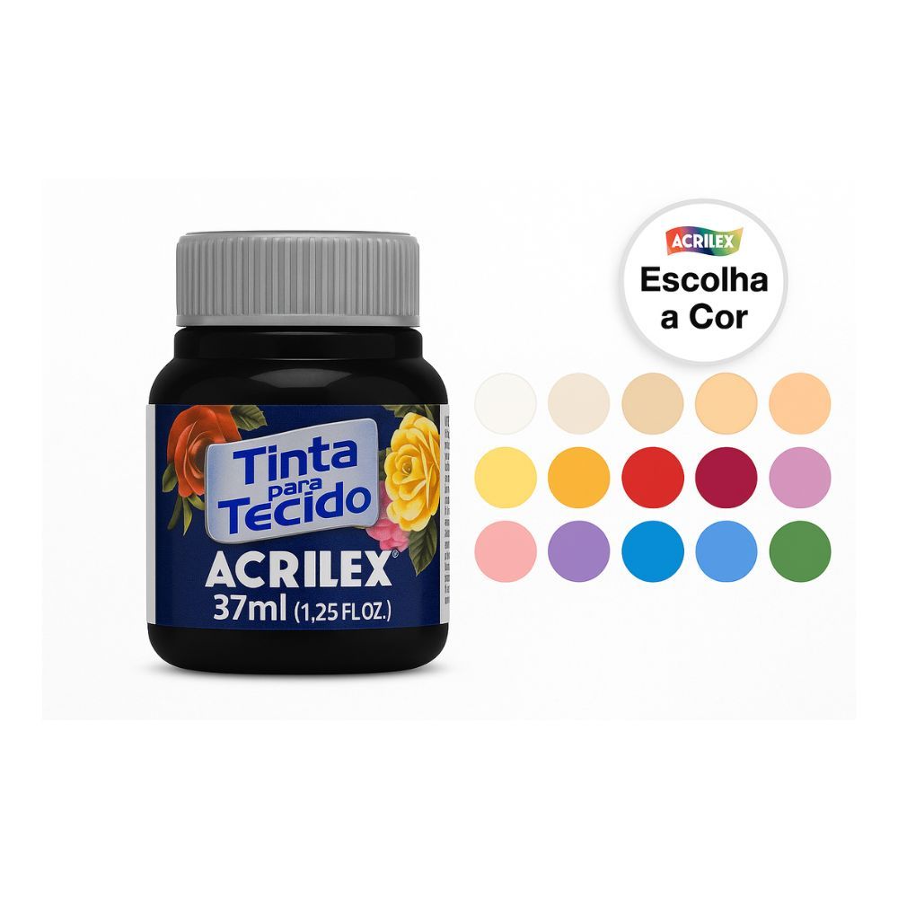 Tinta para Tecido Acrilex 37ml Fosca – +100 Cores Disponíveis | Pronta Entrega