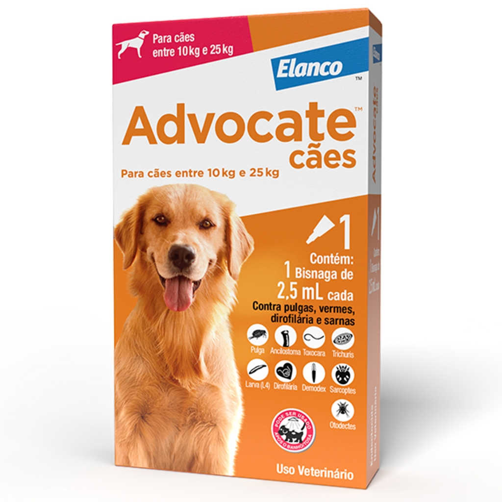 Advocate Antipulgas Elanco 2,5ml para Cães de 10 a 25kg - 1 Unidade