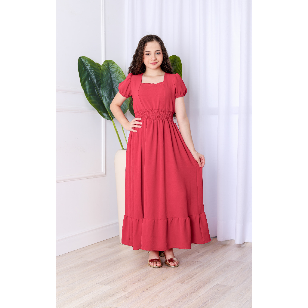 Vestido Infantil e Juvenil Moda Evangélica para Crianças Vestido Longo com Manga Curta Duna (VINF403)