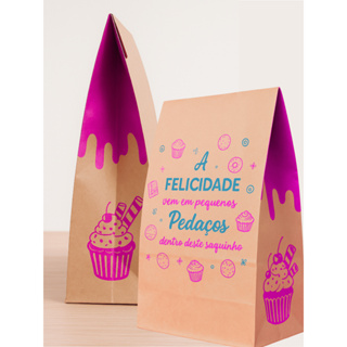 Saco Kraft Personalizado para Doces Tamanho P em Oferta na Shopee