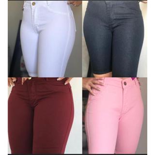Bermudas Ciclista Feminina Plus Size Colorida Cos Alto Modeagem Levanta Bumbum com Pinça em Oferta na Shopee