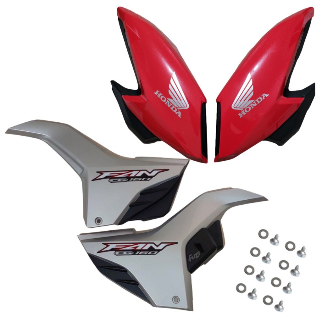 Asa Do Tanque Da Fan 160 2024 + Tampa Lateral Fan 2022 Até 2024 Prata Force