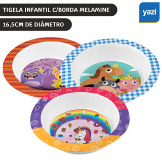 Tigela Infantil c/ Borda Plástico Resistente Yazi em Oferta na Shopee