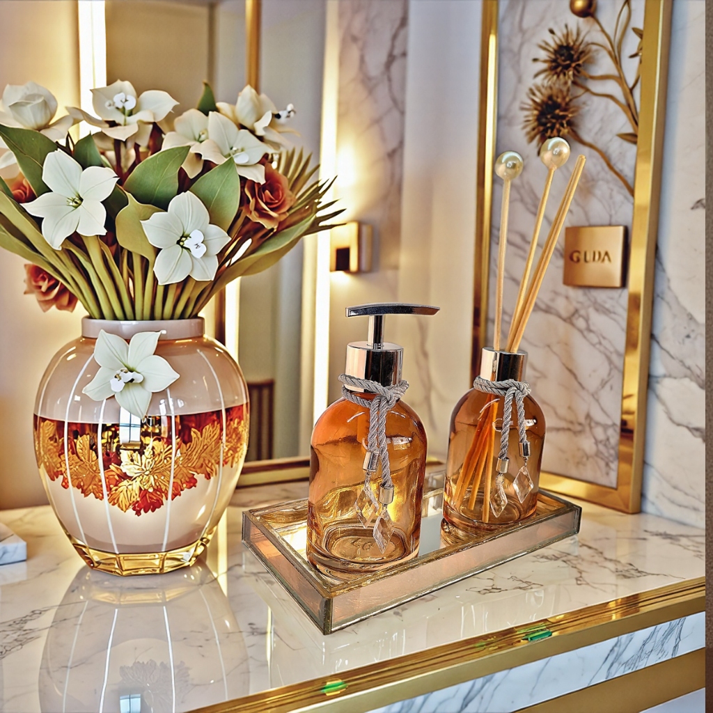 Kit Lavabo Completo de Vidro Aromatizador Difusor