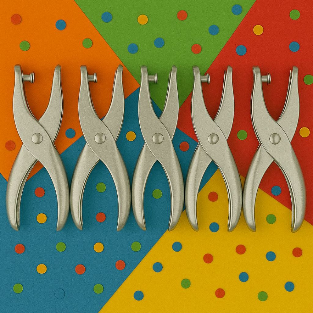 Kit 5/4/3/2/1 Perfurador Furador Alicate Papel em Metal Aço Resistente Fura Até 6 Folhas