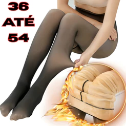 Meia-Calça Térmica Forrada Peluciada Translúcida De Lã Quente Feminina Para Inverno Tamanhos até o plus size
