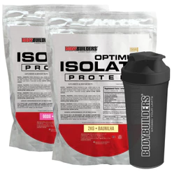 Kit Optimum Isolate 2kg + Optimum Isolate 900g + Coqueteleira - Massa Muscular Magra - Bodybuilders