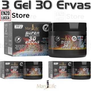 Kit 3 unid Super Gel 30 Ervas 250g Massagem Atleta Academia Relaxamento Mary Life Efeito Quente Frio em Oferta na Shopee