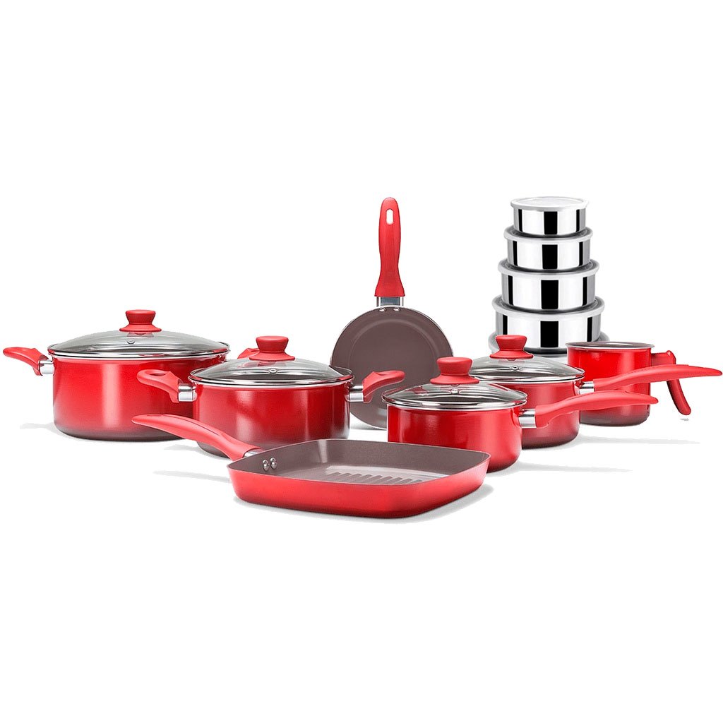 Jogo de Panelas Life Smart Revestimento Cerâmica 7 Peças Brinox E Tigelas Com Tampa Inox 5 peças