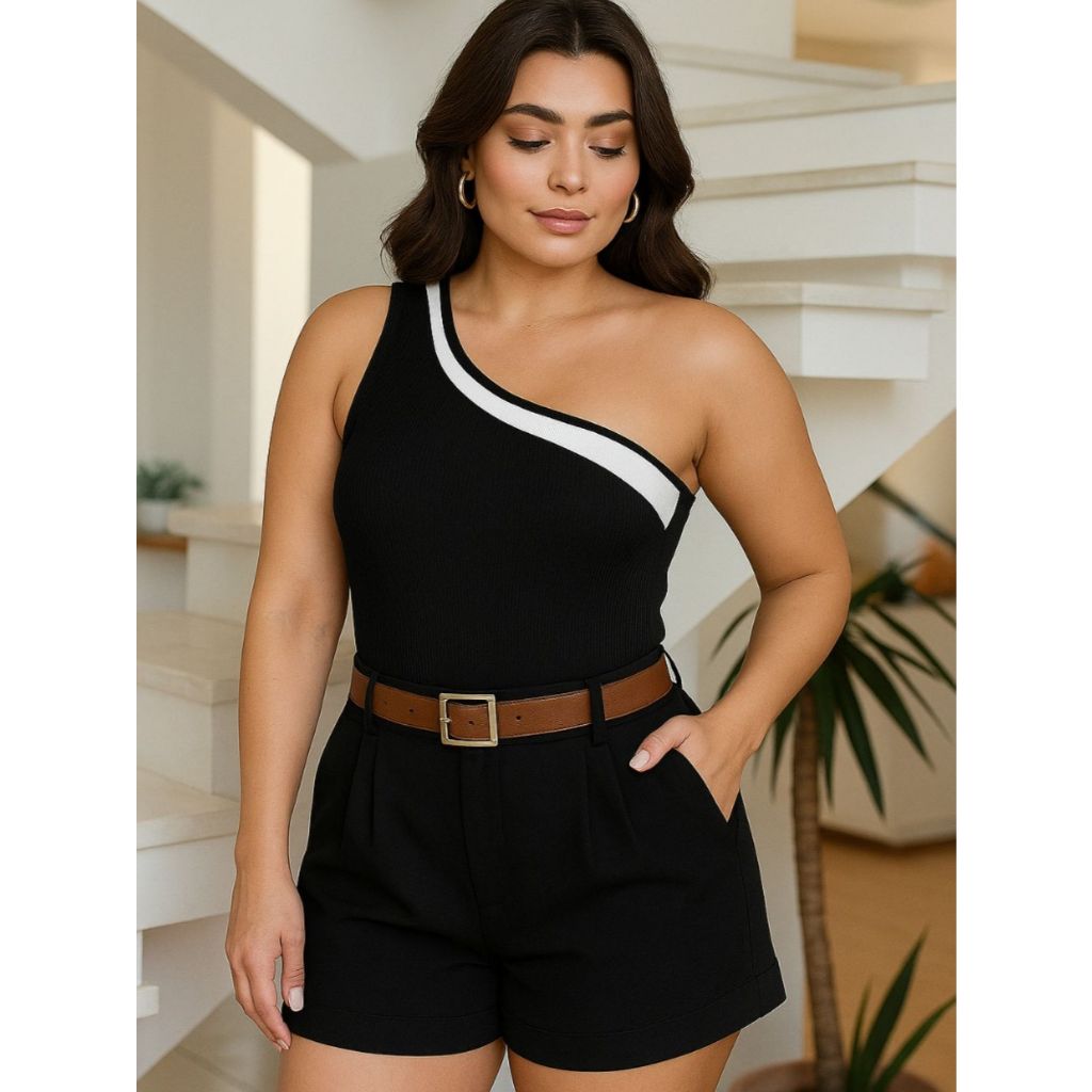 Conjunto Short Alfaiataria + Body Anarruga Mula Manca em Oferta na Shopee