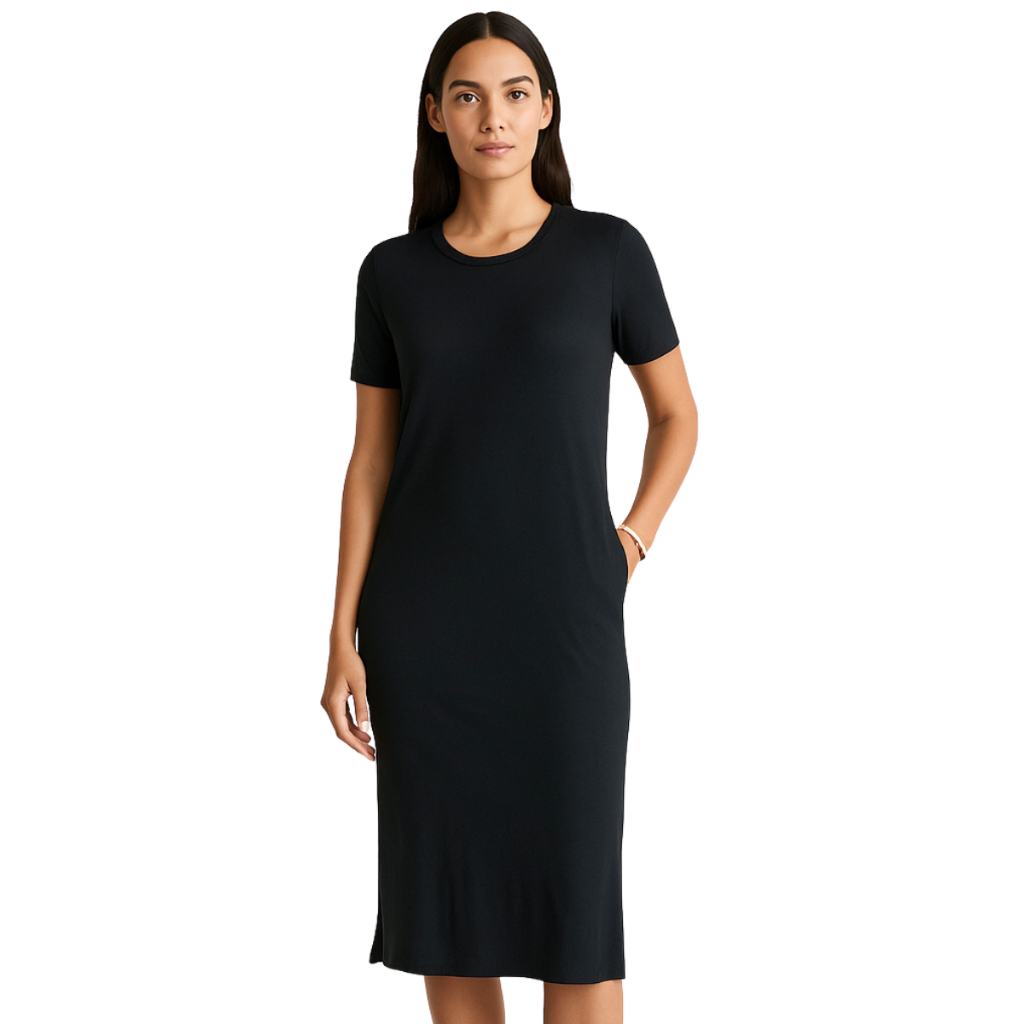Vestido Soltinho Midi Em Viscose Com Elastano Ko3582-c1