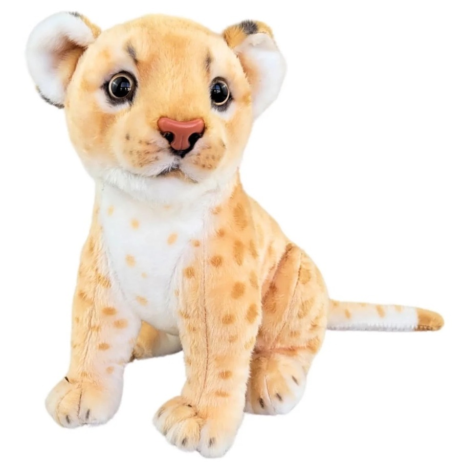 Leão de Pelúcia Filhote Realista Fizzy Onça Leopardo Jaguatirica Leoa Leãozinho Simba