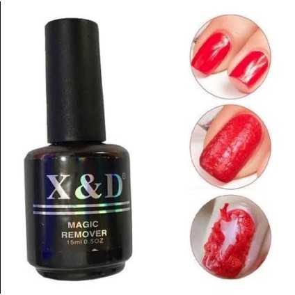 Removedor de Esmaltes Removedor MagicoUnhas Em Gel Magic Remover 15ml X&D Top Coat Manicure Pedicure