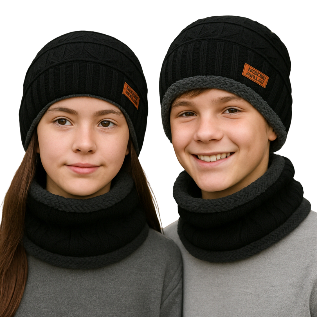 Touca Gorro Infantil Juvenil com Cachecol – Inverno Quentinho e Estiloso em Oferta na Shopee