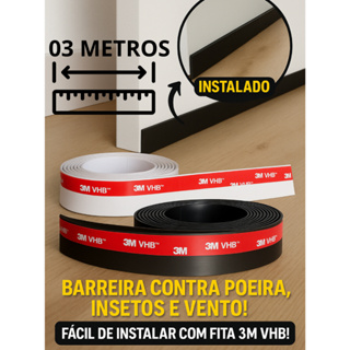 Veda Porta Adesivo Dupla Face Vedação Para Portas E Janelas - 03 Metros em Oferta na Shopee