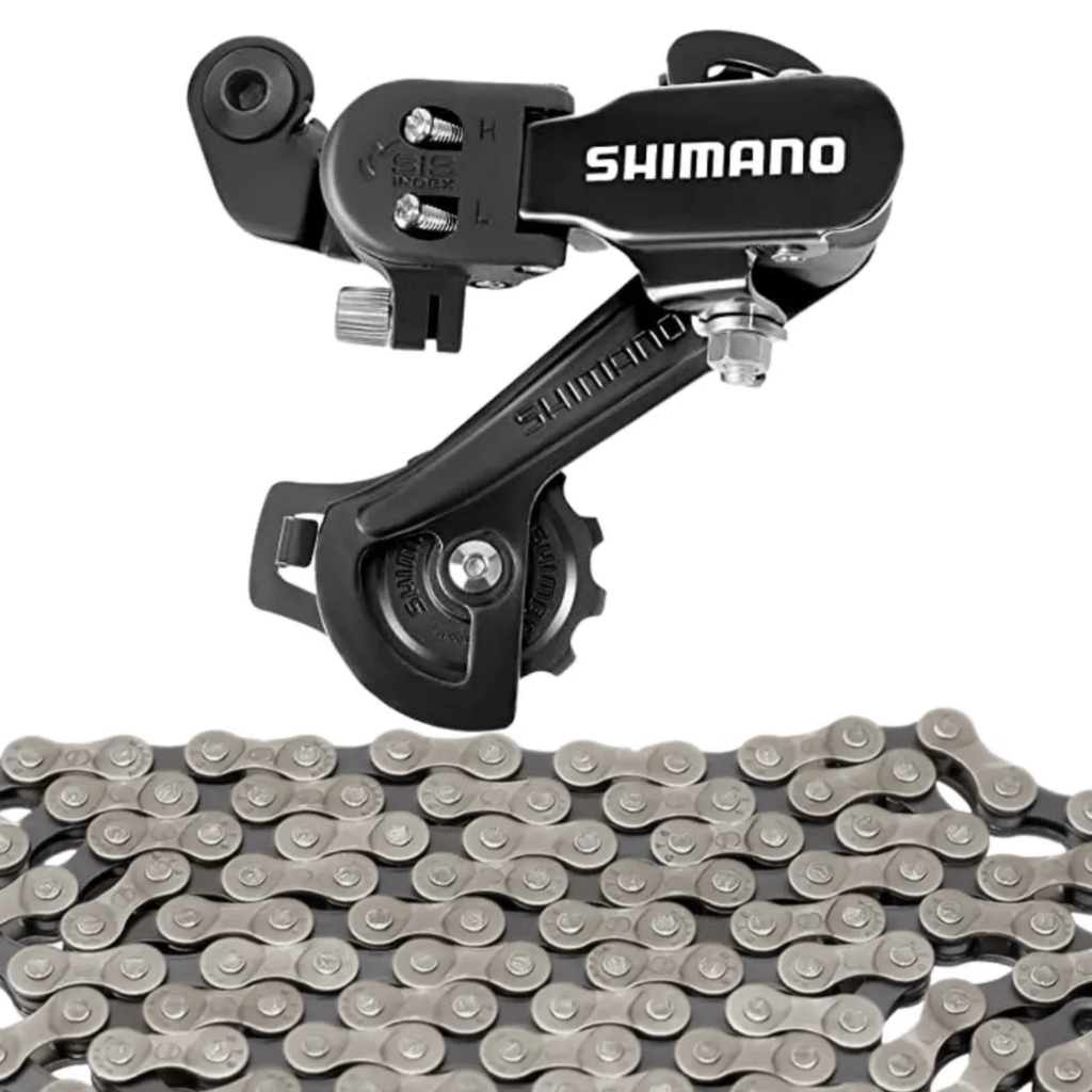 Câmbio Traseiro Shimano Tz31 Sem gancheira + corrente fina Index 7v 8v
