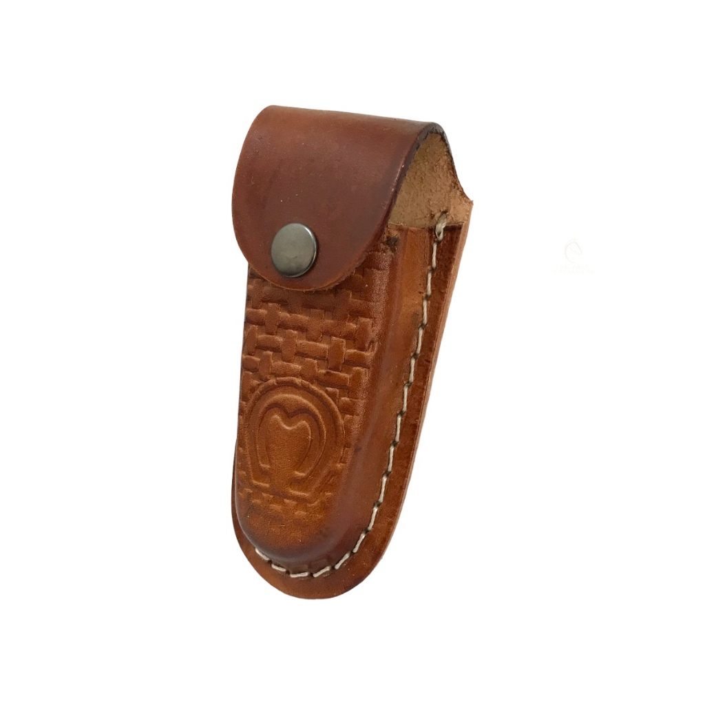 Capinha Bainha De Cintura Em Couro Legítimo Entalhada Porta Canivete Pescaria Pescador
