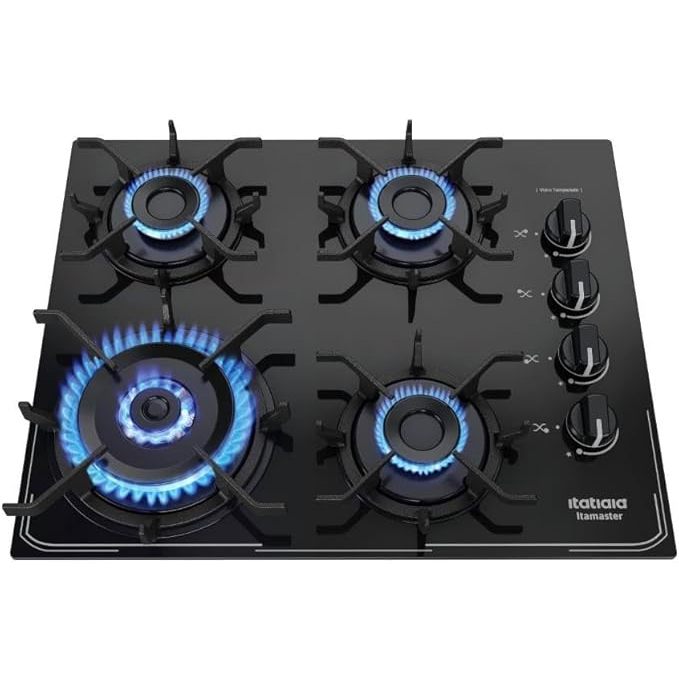 Cooktop Itamaster Tripla Chama 4 Bocas Preto – Bivolt 127V/220V com Acendimento Automático