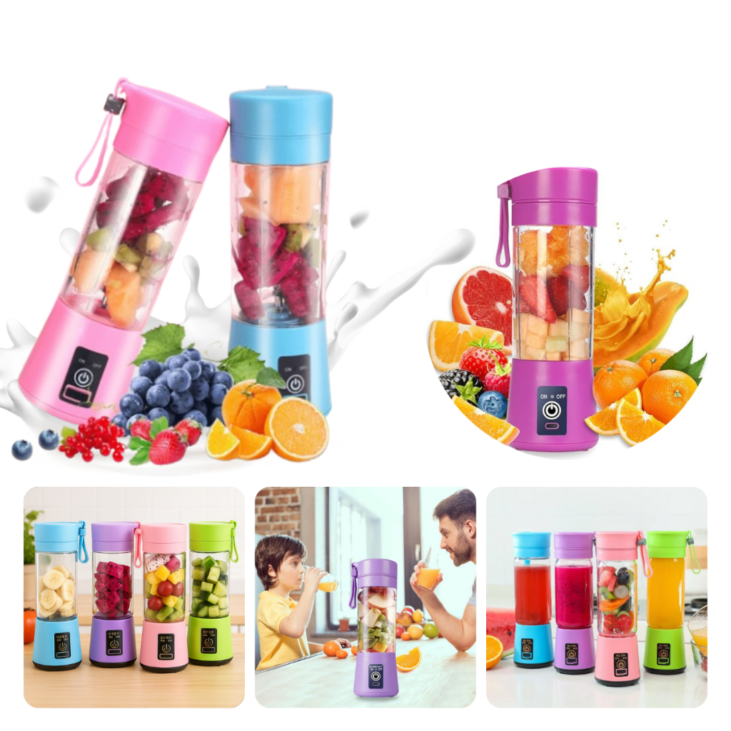 Mini Liquidificador Recarregável Usb 6 Lâminas Super Potente Portátil Cabo Usb Incluso