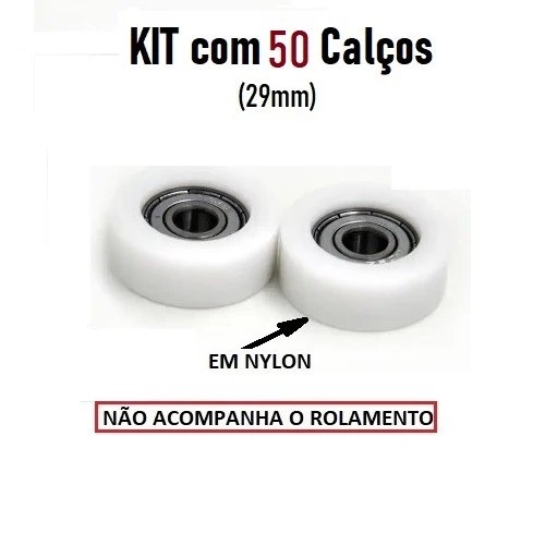 KIT 100 CALÇOS DE 29MM EM NYLON