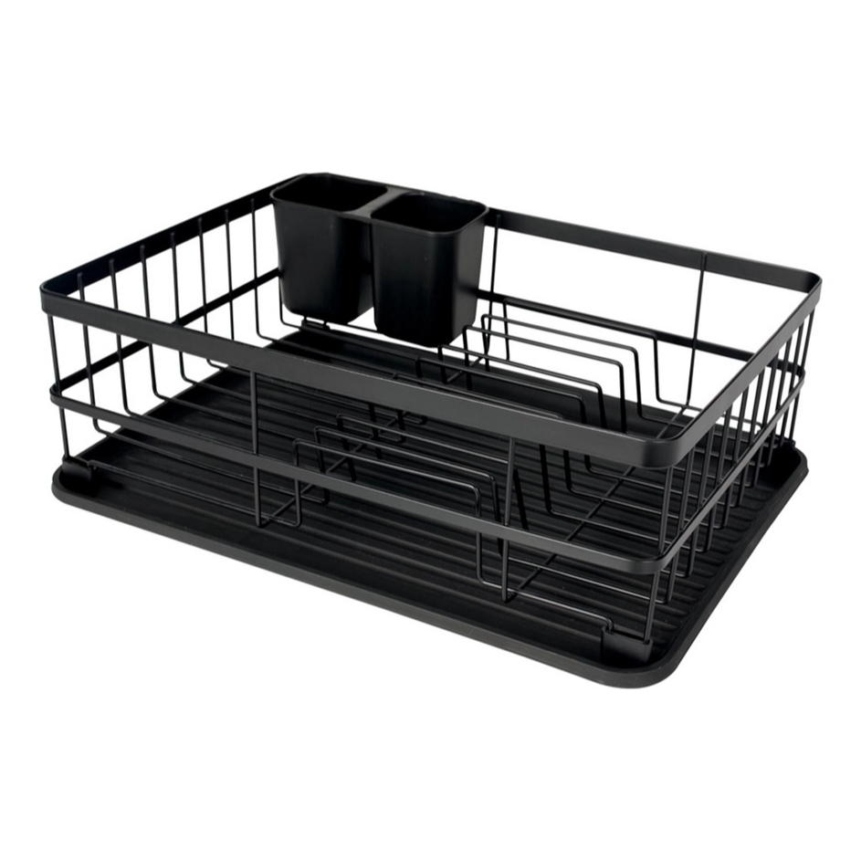Escorredor De Louças 9 Pratos Preto Fosco 8248 Mor com Bandeja Coletora