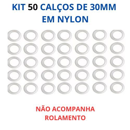 KIT 50 CALÇOS DE 30MM EM NYLON