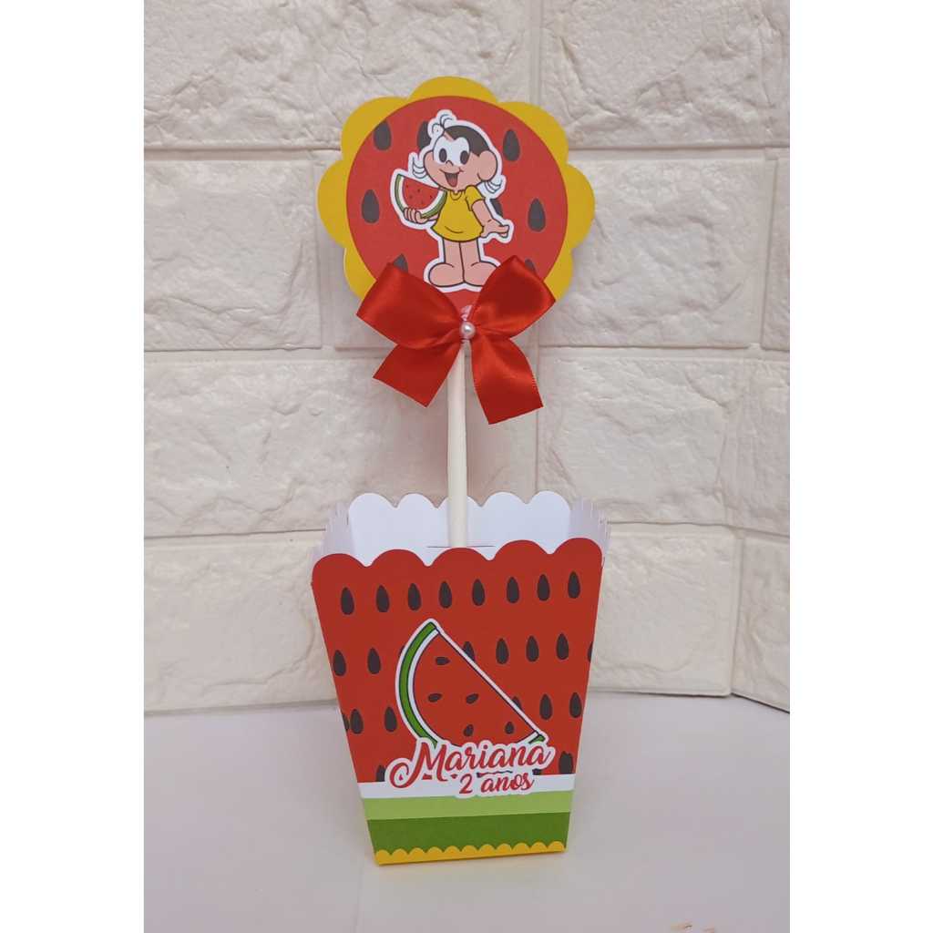 Centro de Mesa Cachepot Magali Vermelha Melancia personalizadas | Lembrancinhas| Festa infantil| Aniversario | Caixinhas