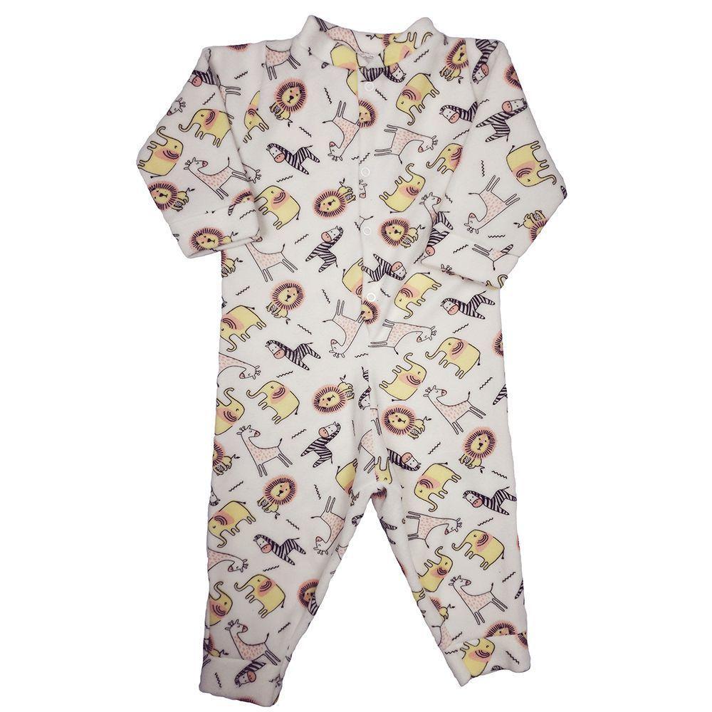 Pijamão Bebê Plush Manga Longa Estampado Em Tamanhos 1 2 e 3