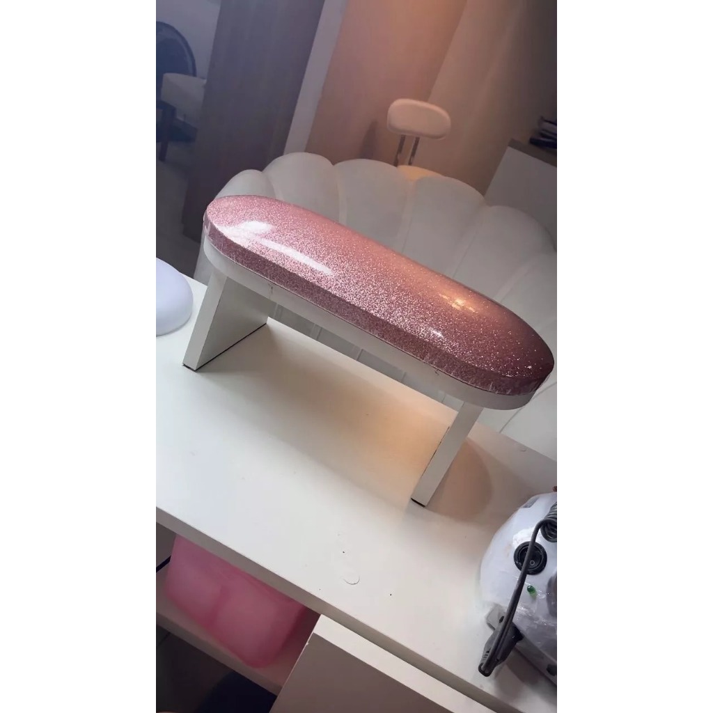 Apoio de Mão - Apoiador de Mão MDF Premium Glitter Rosa - Nail Designer - Unha em Oferta na Shopee